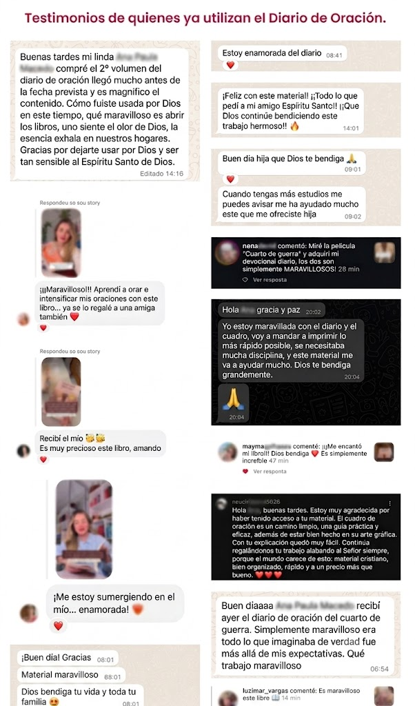 Capturas de mensajes reales de clientas hablando del Diario de Oración